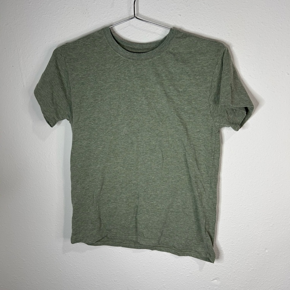 Hanes Boys Green Heather Short Sleeve T-Shirt Size Large Classic Crew Neck